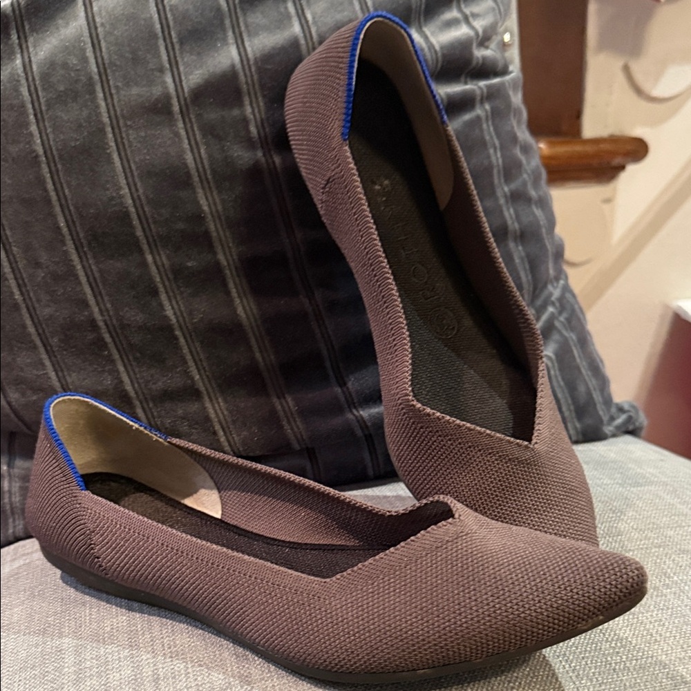 Rothy’s Stylish Brown Flats with Blue Accents